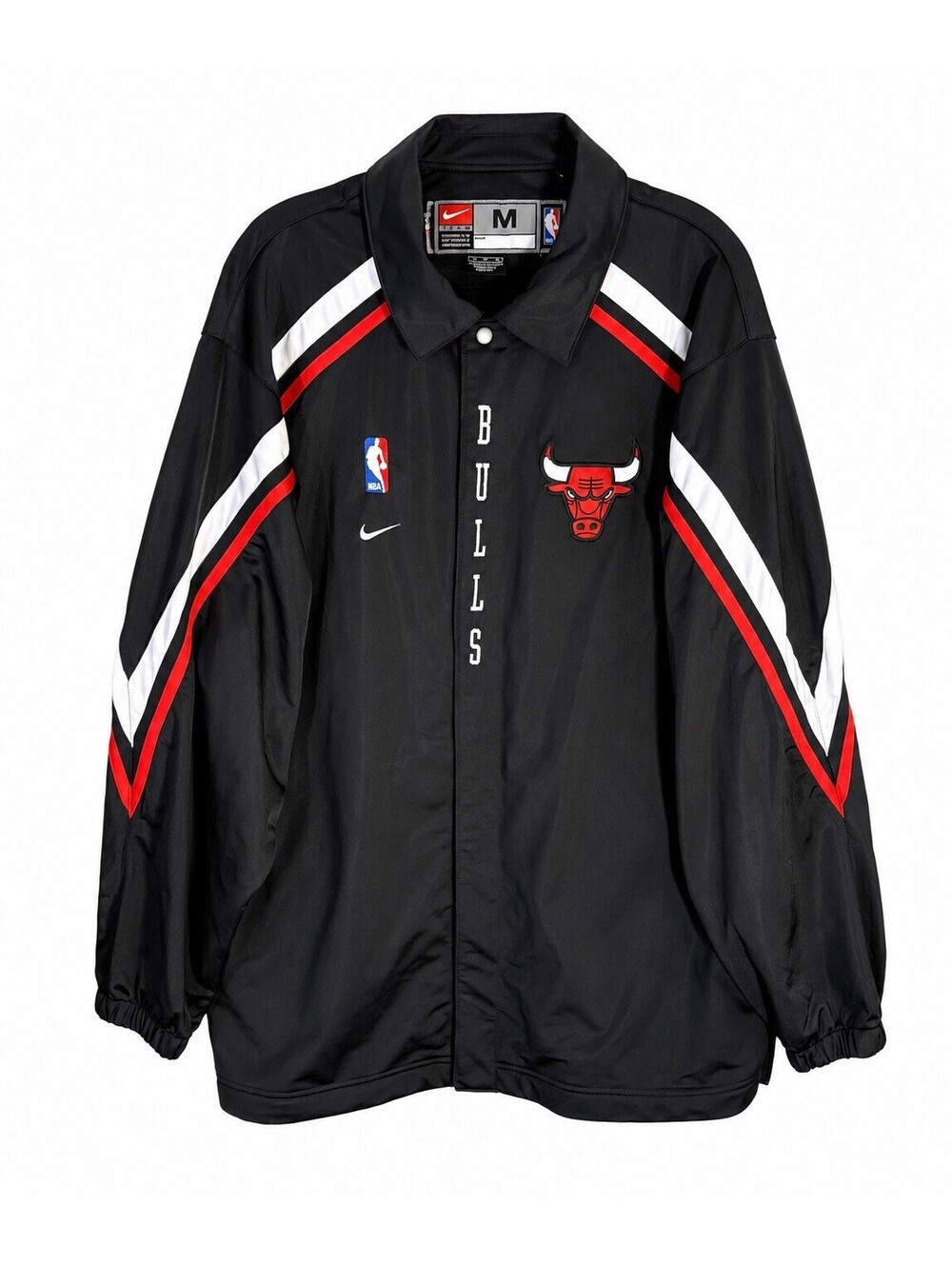 Nike Team Chicago Bulls NBA Jacket Mens M Black Full Zip Warm Up Embroidered Y2K